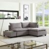 Madison - Fabric Sectional Loveseat Ottoman With USB Storage Console Table - Light Gray - Image 8