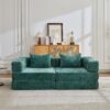 Convertible Floor Sofa Bed With Fixed Shape Frame, Loveseats Boneless Modular Sectional, For Living Room - Dark Green - Image 13