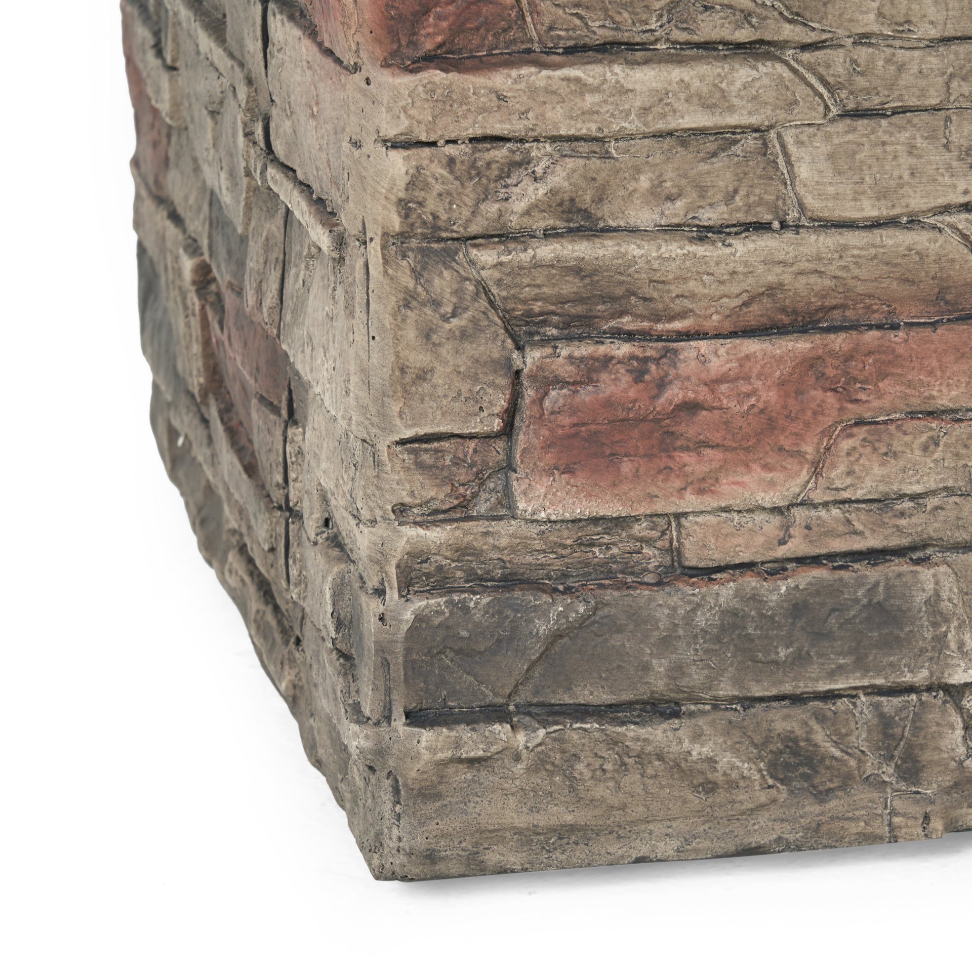 Classic Design Square Fire Pit With Top And 40, 000 Btu Heat Output - Stone Gray - Image 13