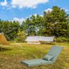 Foldable Portable Camping Chair With Carry Bag 14 Position Adjustable Recliner For Adults Cotton & Metal Frame For Outdoor Travel, Picnic, Or BBQ - Light Green - Image 12