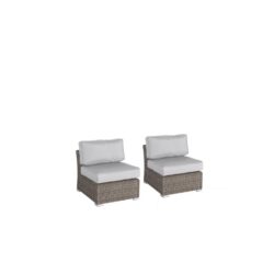Minnesota - Outdoor Patio Chairs, Sectional Armless Seats (Set of 2) - Gray Mix