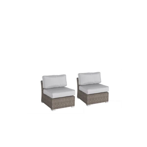 Minnesota - Outdoor Patio Chairs, Sectional Armless Seats (Set of 2) - Gray Mix