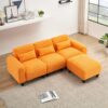 Teddy Fleece Creative Sofa Can Be Assembled Into A Two-Seater Sofa With A Single Couch With Three Waist Pillows To Perfectly Stretch Your Waist For Small Apartment Bedroom Spaces - Orange - Image 7