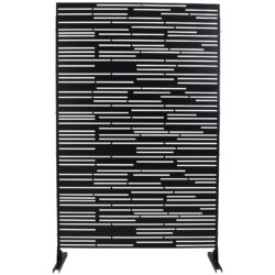 Outdoor & Indoor Privacy Screen Freestanding Decorative Panel Steel - Black