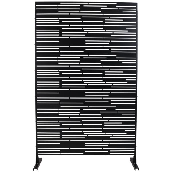 Outdoor & Indoor Privacy Screen Freestanding Decorative Panel Steel - Black