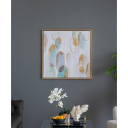 Modern Oil Painting, Square Framed Wall Art For Living Room Dining Room - Multicolor