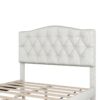 Full Upholstered Platform Bed With Saddle Curved Headboard And Diamond Tufted Details - Beige - Image 4