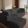 Cloud L Shape Modular Sectional Sofa With Ottoman, 3 Seater Convertible Couch - Gray - Image 6