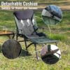 Camping Lounge Chair With Detachable Footrest, Portable Folding Reclining Camping Chair With Adjustable Backrest For Indoor And Outdoor Camping Beach Hiking Fishing - Green / Black - Image 13