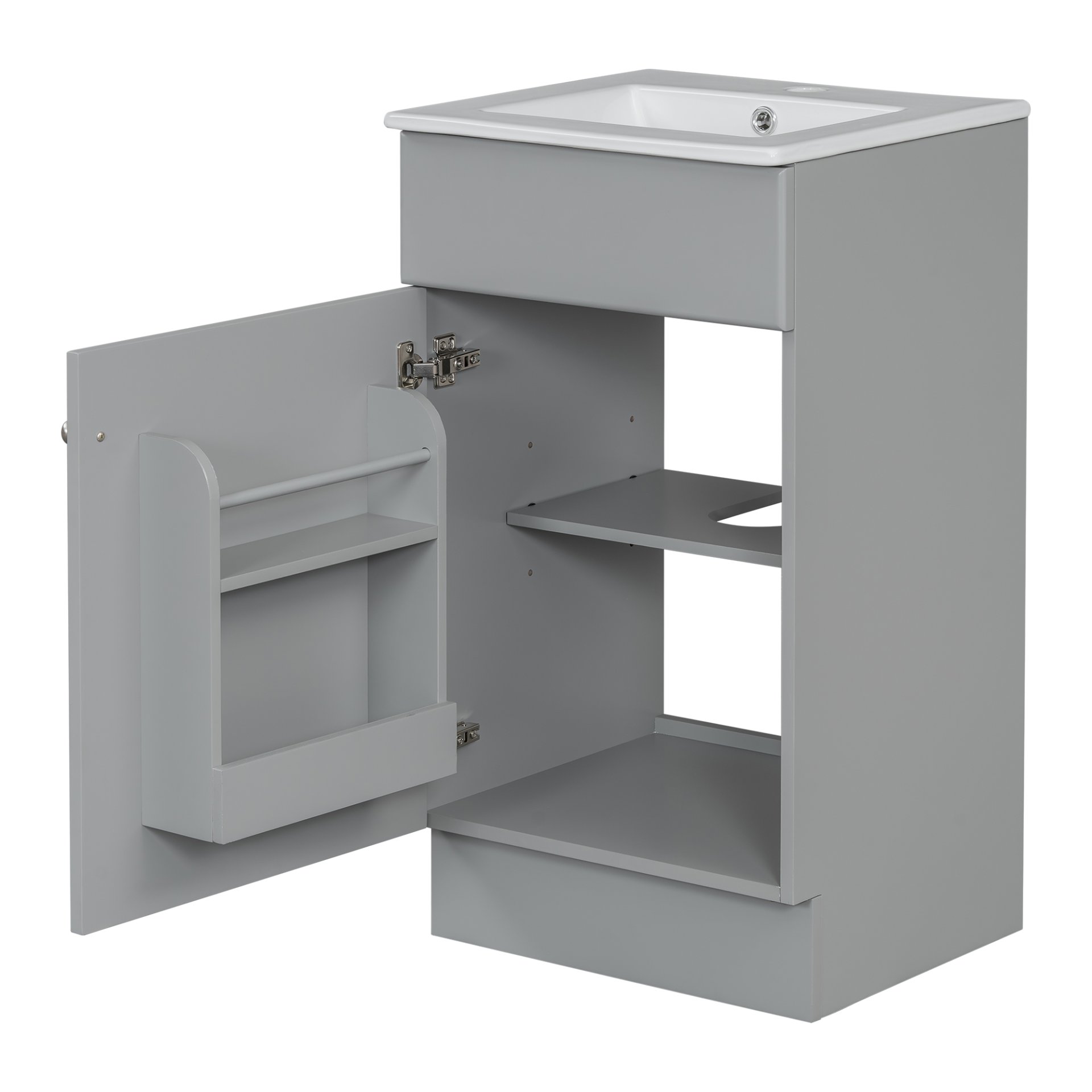 Bathroom Vanity With Sink, Vanity Cabinet With Door Shelf And Adjustable Shelf - Gray - Image 19