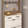 Shoe Cabinet With 3 Doors 2 Drawers With Hanger, Door With Shape, Large Space For Storage - White - Image 6