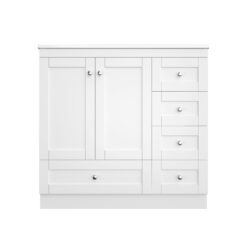 Shaker Free Standing Bathroom Vanity Cabinet With Sink, Soft Close Drawers And Doors - White