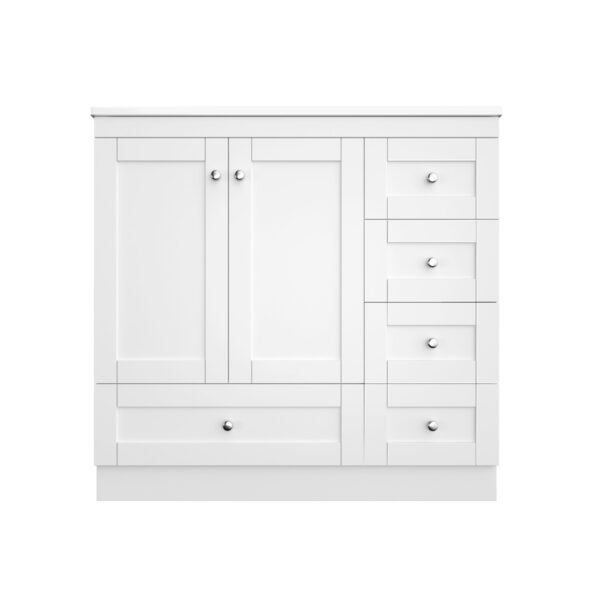 Shaker Free Standing Bathroom Vanity Cabinet With Sink, Soft Close Drawers And Doors - White