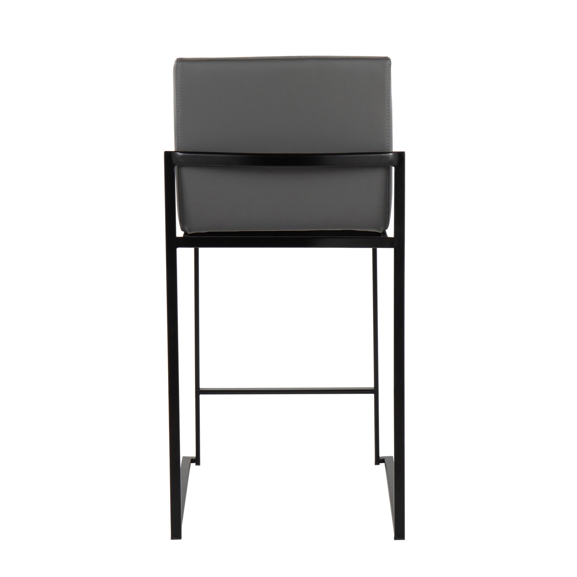 Fuji - Contemporary High Back Counter Stool (Set of 3) - Black / Gray - Image 5
