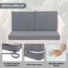 Outdoor Loveseat Cushion Set, Waterproof & 3 Year Fade Resistant Patio Furniture Cushions With Removable Cover, Ties And Hidden Zipper (Set of 3) - Gray - Image 10