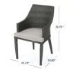 Hillhurst - Outdoor Chair, Comfortable Rattan With Weather Resistant Cushion (Set of 2) - Gray - Image 3