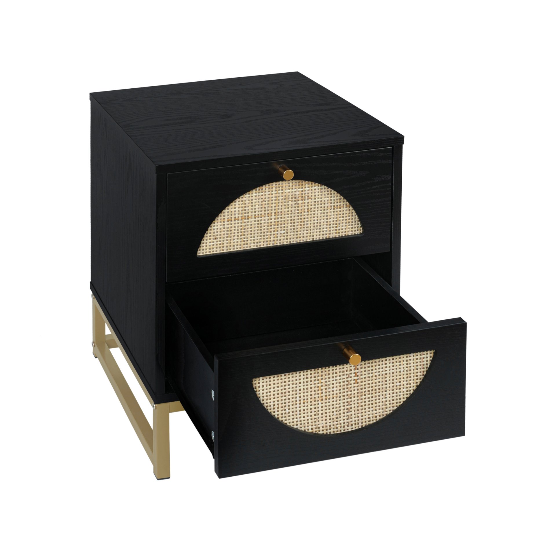 Allen - 2 Drawer Side Table, Display Rack For Bedroom And Living Room, Nightstand Side Table Bedroom Storage Drawer Bedside End Table - Black / Beige - Image 12