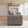 3 In 1 Loveseat Sofa Bed Chenille Fabric Pull Out Couch Sleeper Full Back Frame, Seat Frame, Armrests & 2 Pillows - Light Gray - Image 14