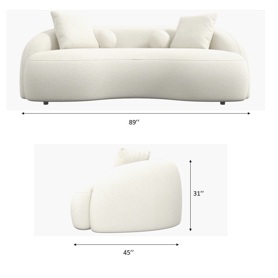 Drake - Japandi Style Curvy Sofa - Ivory White / White - Image 7