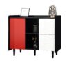 Modern Sideboard Buffet Cabinet With Doors And Unique Panel Styling - Black / Red - Image 18