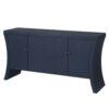 Refined Industrial 4 Door Credenza With Wooden Arc Legs & Bronze Clasps, Advanced Storage Design - Navy Blue - Image 10