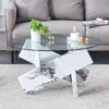 Modern Round Glass Coffee Table With Tempered Glass Countertop - White - Image 4