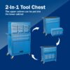 8 Drawer Rolling Tool Chest With 2 In 1 Detachable Top Box, Lockable Wheels, Liners, And Side Hooks Metal Tool Cabinet For Garage - Blue - Image 4