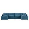 Modular Sectional With Deep And Wide Seat, U Shaped Cloud Couch Set With Double Cushions 6 Seat Sofa With Movable Ottomans Oversized - Blue - Image 3