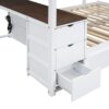 Full Over Full Bunk Bed With Twin Size Trundle, Storage And Desk - White / Walnut - Image 15