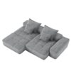 Modern Oversized Modular Sectional Sofa With Ottoman, Seat, Chaise Lounge And Armrest, Sparkling Chenille Fabric Soft Cushion Sofa With 4 Pillows, 4 Pieces Diy Combination Tufted Sofa, No Assembly Required - Gray - Image 20