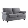 Soft Loveseat, Upholstered 2 Seater Couch, Loose Back Cushions And Turned Legs - Gray - Image 2