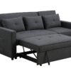 Zoey - Linen Convertible Sleeper Sofa With Side Pocket - Dark Gray - Image 14