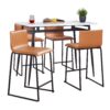 Marcel Mara - 5 Piece Upholstered Contemporary Counter Height Dining Set - Black / White / Camel - Image 2
