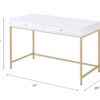 Ottey - High Gloss Gold Writing Desk - White - Image 8