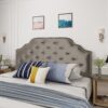 Luella - Button Tufted Full / Queen Upholstered, Metal Panel Headboard - Gray - Image 5