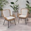 Outdoor Wicker Club Chair With Cushions (Set of 2) - Light Brown - Image 4