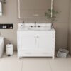 43" Bathroom Vanity With Artificial Marble Carrara Top Set, Multi Functional Bathroom Cabinet With Doors And Drawer - White - Image 2