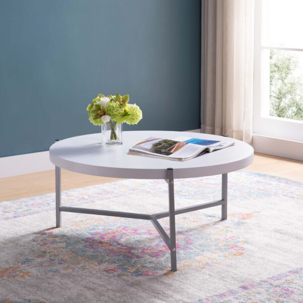 Essential - Round Coffee Table Metal Legs - White / Silver