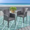 Outdoor Wicker Dining Armchair (Set of 2) - Gray - Image 2