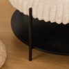 Modern Upholstered Round Ottoman Coffee Table With Storage Shelf And Metal Legs - Beige - Image 11