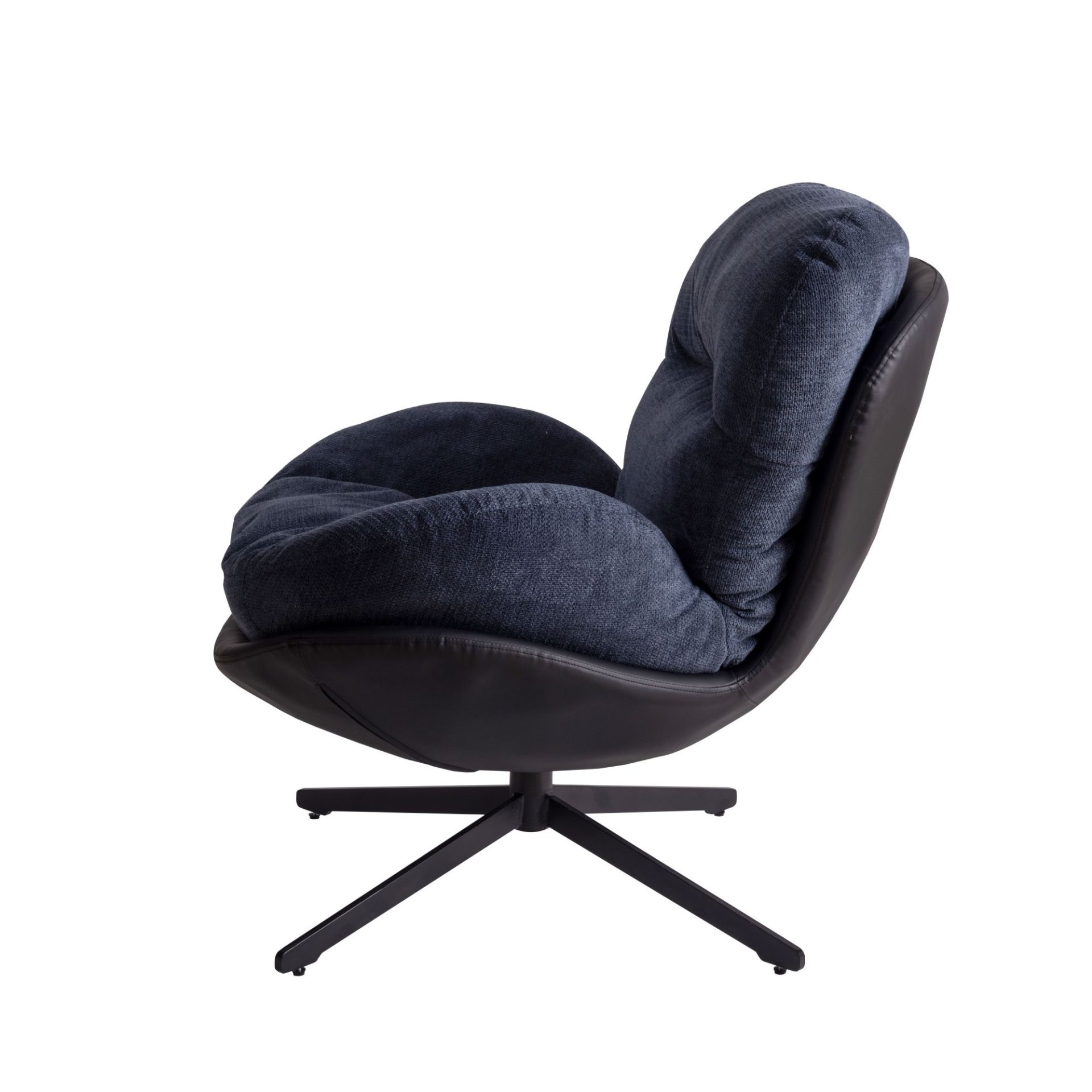 360° Swivel Office Chair, Modern Chenille Chair With And Metal Base Frame, No Wheels, Accent Chair - Dark Blue - Image 12