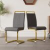 Dining Chairs (Set of 4), Side & Kitchen Chairs With Gold Frame, Padded Seat High Back, For Dining, Kitchen & Living Room - Dark Gray - Image 8