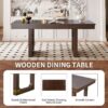 7 Piece Farmhouse Extendable Dining Table Set, Rustic Wood Table With Removable Leaf And 6 Upholstered Chairs For Dining Room - Brown - Image 6