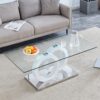 Contemporary Style Glass Top Coffee Table With White Base Suitable For Living Rooms And Lounge Areas - White - Image 4