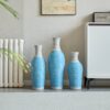 Desktop Vase, Classic And Neat Floor Vase, High Independent Flower Stand, Home Decoration Flower Stand (Set of 3) - White / Blue - Image 2