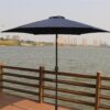 8.8' Outdoor Aluminum Patio Umbrella, Patio Umbrella, Market Umbrella With 42 Pounds Round Resin Umbrella Base, Push Button Tilt And Crank Lift - Navy Blue - Image 3