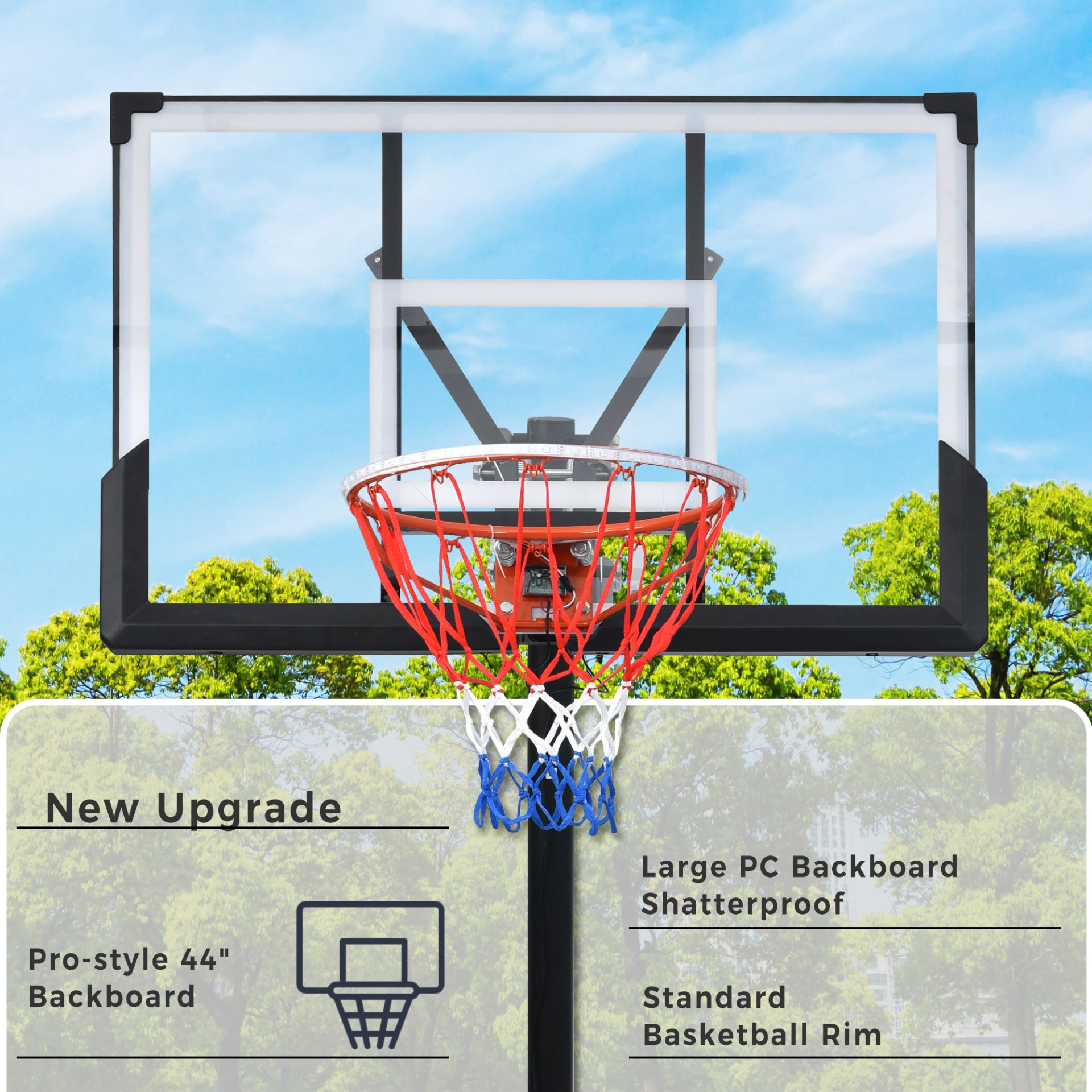 Portable Basketball Hoop Basketball System 8-10Ft Height Adjustable For Youth Adults LED Basketball Hoop Lights, Colorful Lights, Waterproof, Super Bright To Play At Night Outdoors, Good Gift For Kids - Black - Image 5