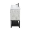 Modern Freestanding Bathroom Vanity With Ceramic Sink, Hot And Cold Faucet, 2 Door Cabinet & Open Iron Shelf, Magnesium Oxide And Iron Frame - White - Image 10