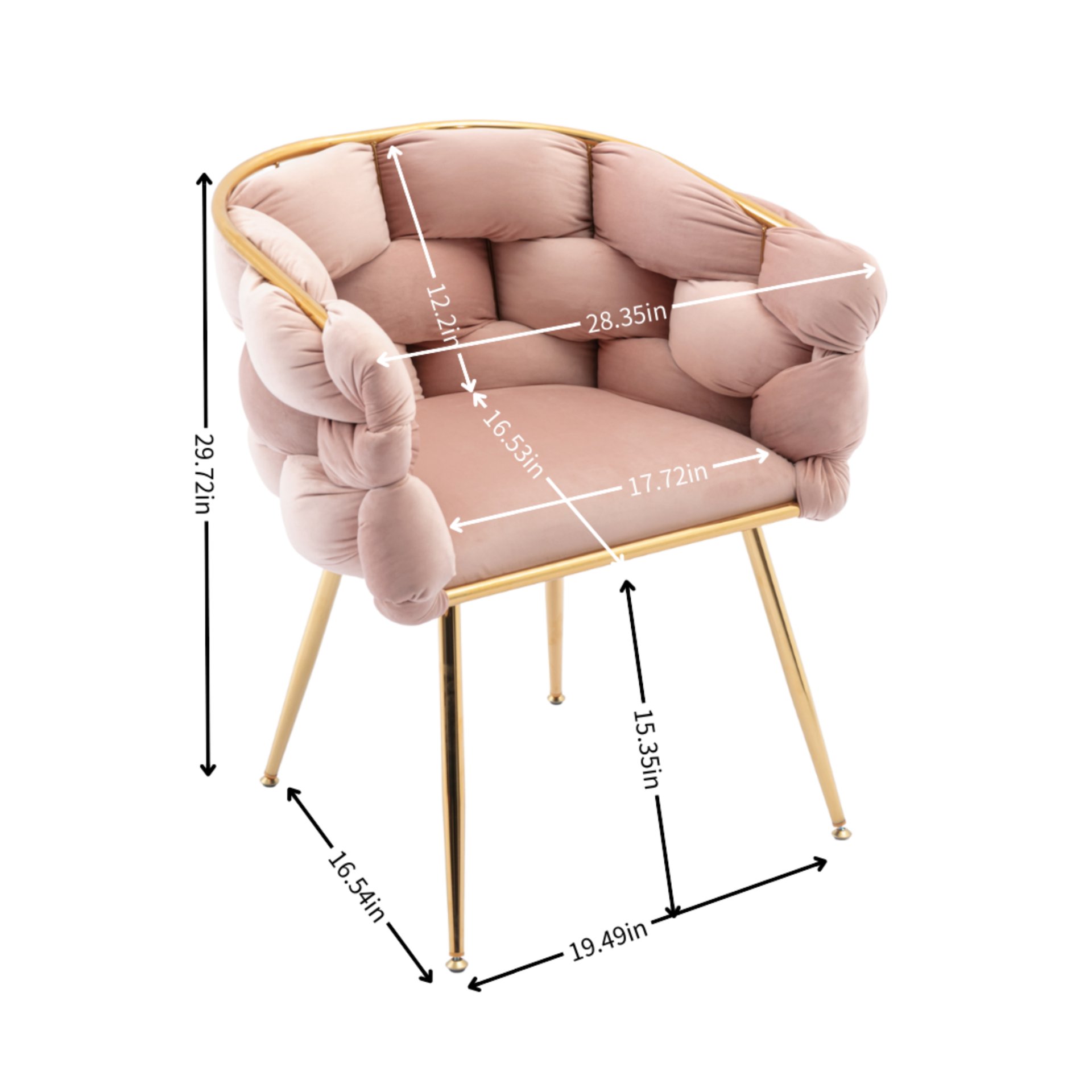 Luxury Modern Simple Leisure Velvet Single Sofa Chair Bedroom Lazy Person Household Dresser Stool Manicure Table Back Chair - Pink - Image 3