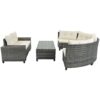 8 Pieces Outdoor Wicker Round Sofa Set, Half-Moon Sectional Sets All Weather, Curved Sofa Set With Rectangular Coffee Table, PE Rattan Water-Resistant And UV Protected, Movable Cushion - Beige - Image 8